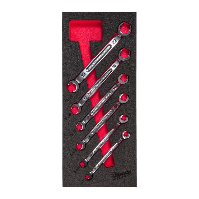 Milwaukee Offene Doppel-Ringschlüssel Einlage 6-teilige Einlage für Werkstattwagen 78 cm