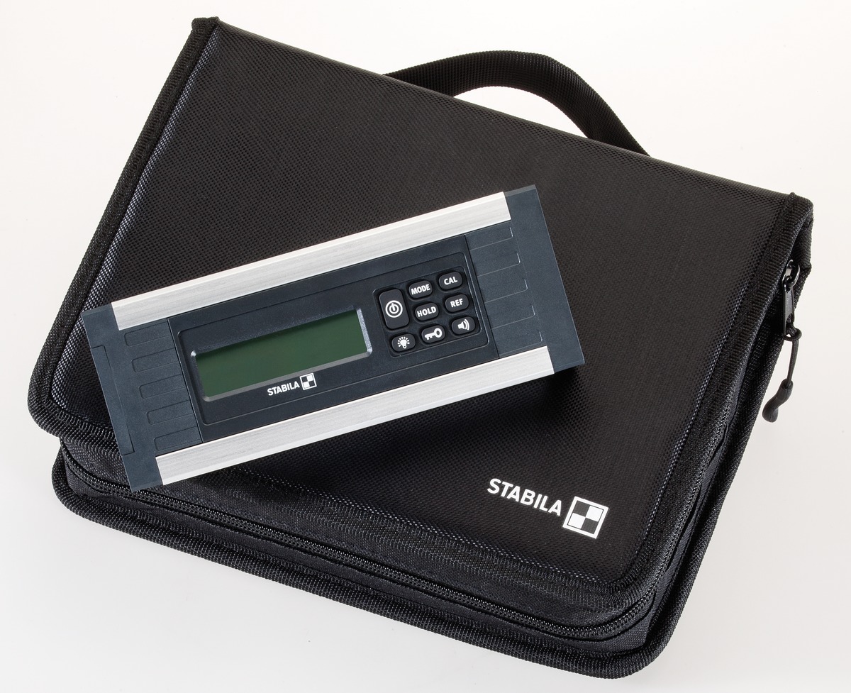 STABILA Elektronischer Neigungsmesser TECH 500 DP, 17,5 cm, 1 Digital-Display, Messbereich: 0° – 360° (4 x 90°), Anzeige-Modi: °, %, mm/m, in/ft, Schutzklasse IP 65, Tasche