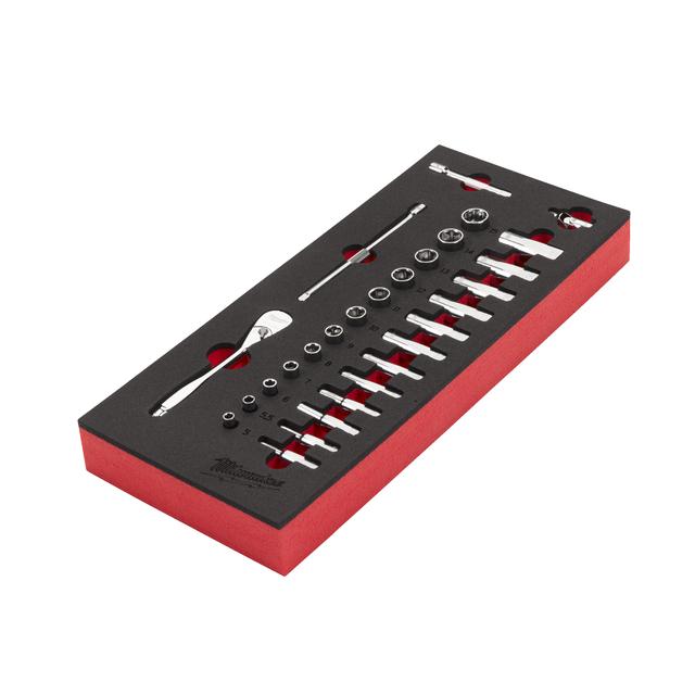 Milwaukee 1/4" Ratschen- & Steckschlüsseleinsätze Einlage 28-teilige Einlage für Werkstattwagen 78 cm