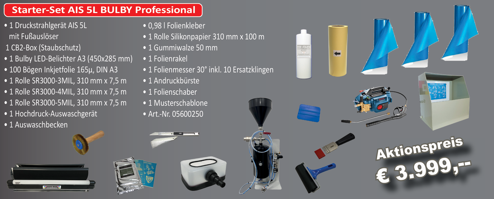 Sandstrahlgravuren Starter-Set AIS 5L BULBY Professional