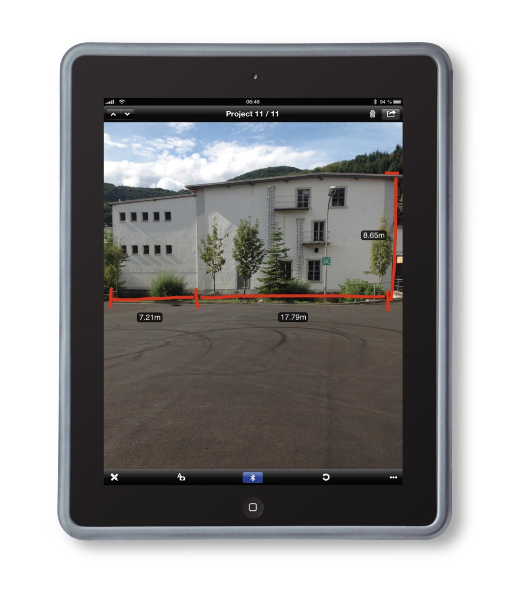 STABILA Laser-Entfernungsmesser LD 520, digitale Zielerfassung, Bluetooth Smart 4.0, max. Messbereich 200 m, 18 Funktionen (u. a. Neigungsmesser), IP 54, Tasche, Handschlaufe, inkl. Batterien (2 x AA)