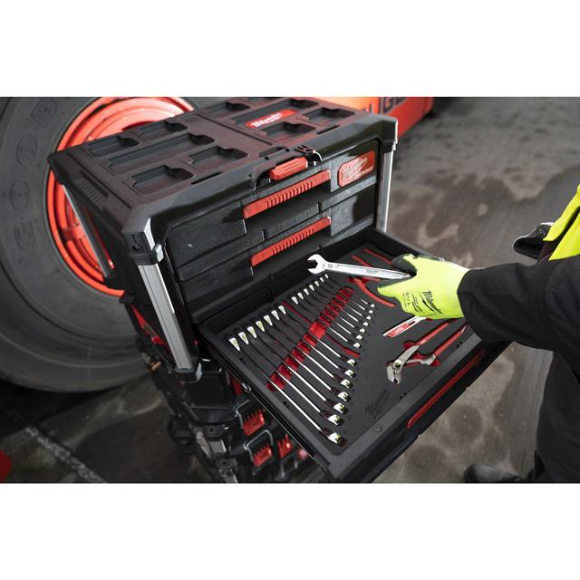 Milwaukee PACKOUT Ringmaulschlüssel und Zangen Einlage 19-teilige Einlage für PACKOUT Koffer mit Schubladen