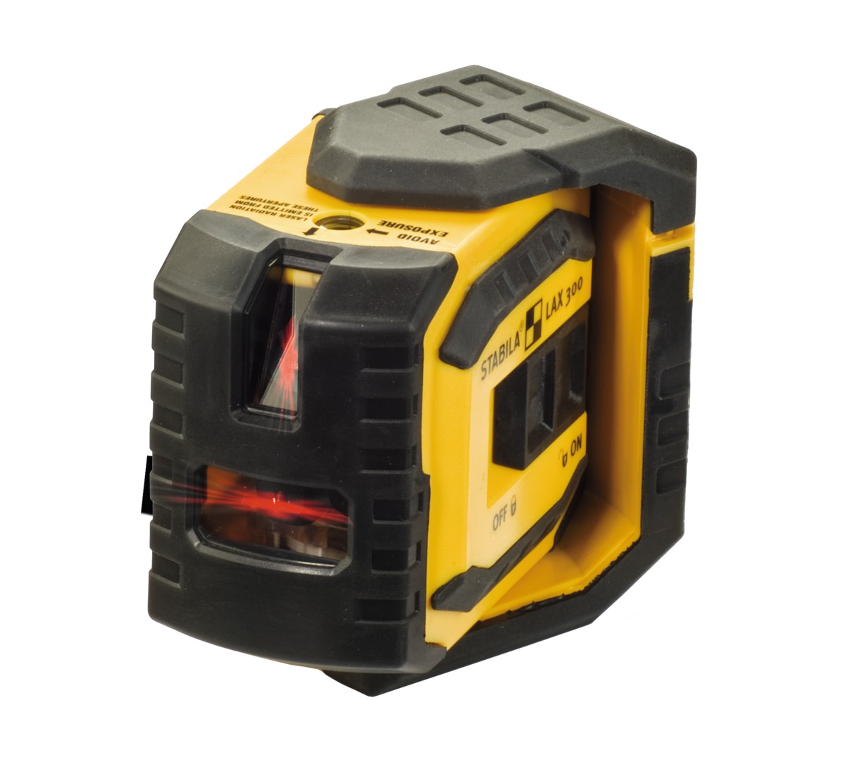 STABILA Kreuzlinienlaser LAX 300, 5-teiliges Set, selbstnivellierend, scharfe Laser-Linien mit Lotpunkten, Reichweite bis 20 m, Schutzklasse IP 54, inklusive Teleskopstange LT 30