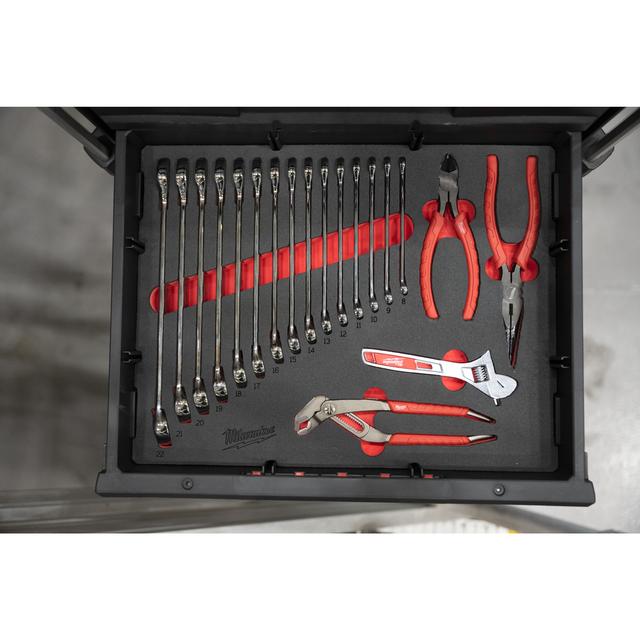 Milwaukee PACKOUT Ringmaulschlüssel und Zangen Einlage 19-teilige Einlage für PACKOUT Koffer mit Schubladen