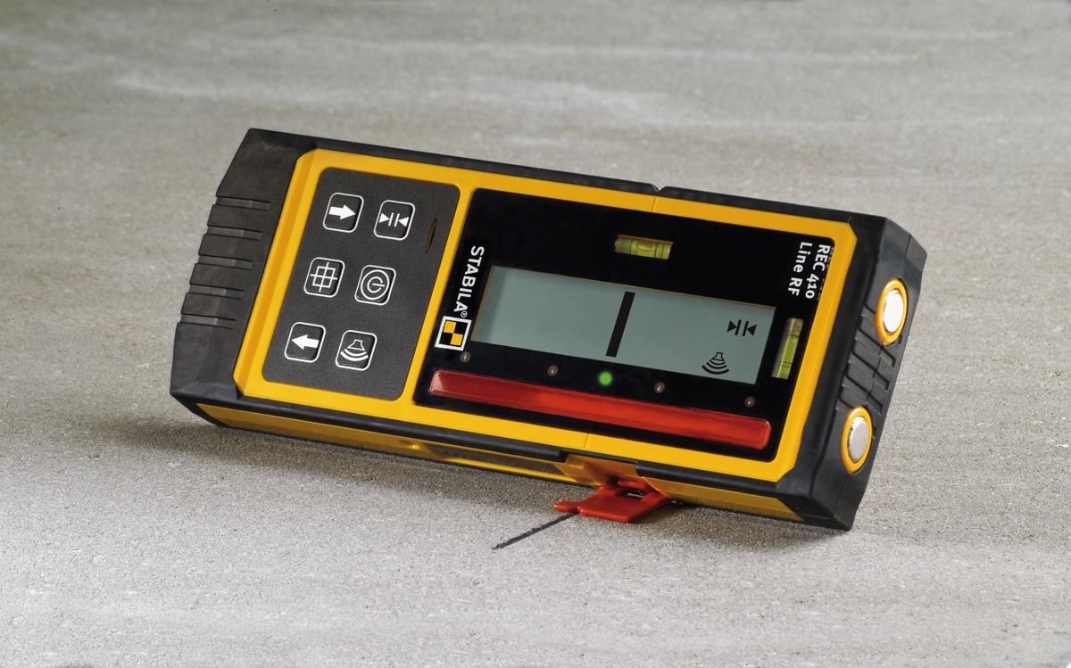 STABILA Empfänger REC 410 Line RF, Receiver für Linienlaser mit roten Laserstrahlen, automatische Feinausrichtung, kompatibel mit STABILA LA 80 L