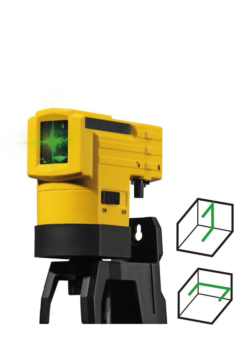 STABILA Kreuzlinienlaser LAX 50 G, 3-teiliges Set, selbstnivellierend, helle grüne Laser-Linien, Reichweite bis 30 m, Einknopfsystem, Schutzklasse IP 53, Mehrzweckplattform, Tasche