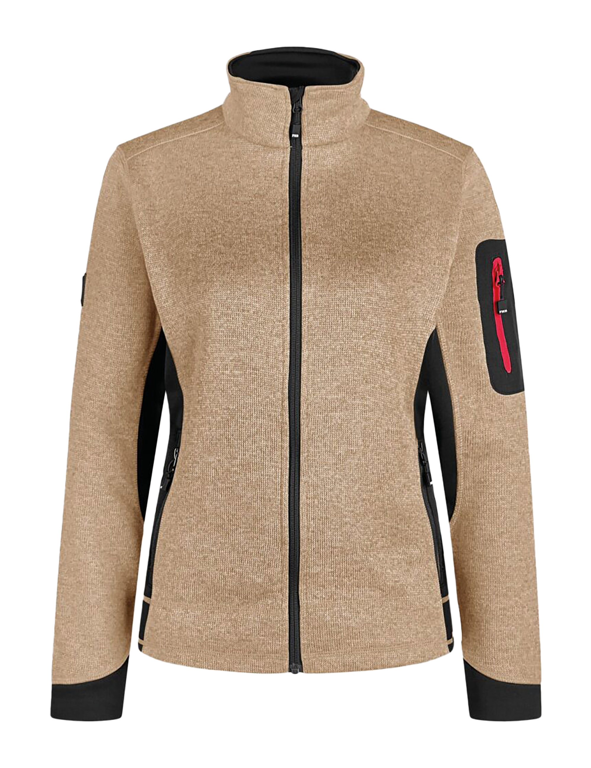 FHB MARIEKE Strick-Fleece-Jacke Damen beige-schwarz XS