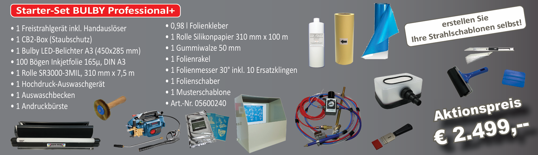 Sandstrahlgravuren Starter-Set Bulby Pro
