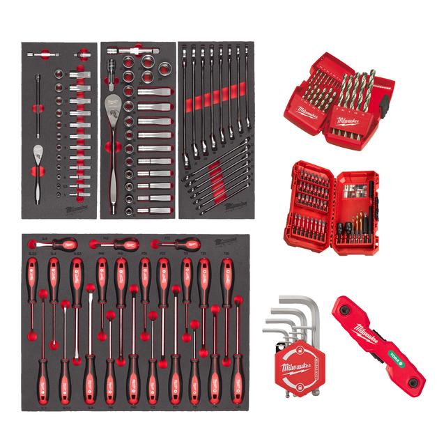 Milwaukee Bestücktes Einlagen-Set Universal 170-teilig für Werkstattwagen 78 cm