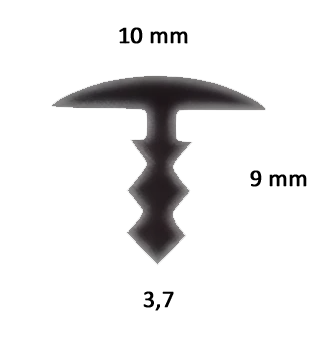 Einsteck-T-Profil PVC 10 mm schwarz | 50 m Rolle