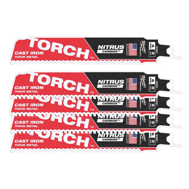 Milwaukee Säbelsägeblatt Metall THE TORCH NITRUS HM-bestückt 5er Pack 150 x 3,2 mm (8 TPI)