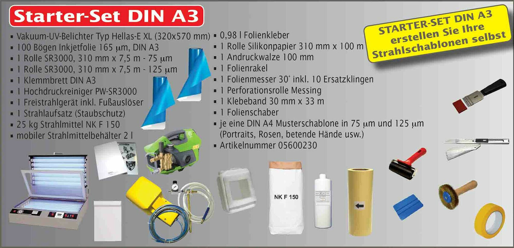Sandstrahlgravuren Starter-Set Bulby Pro