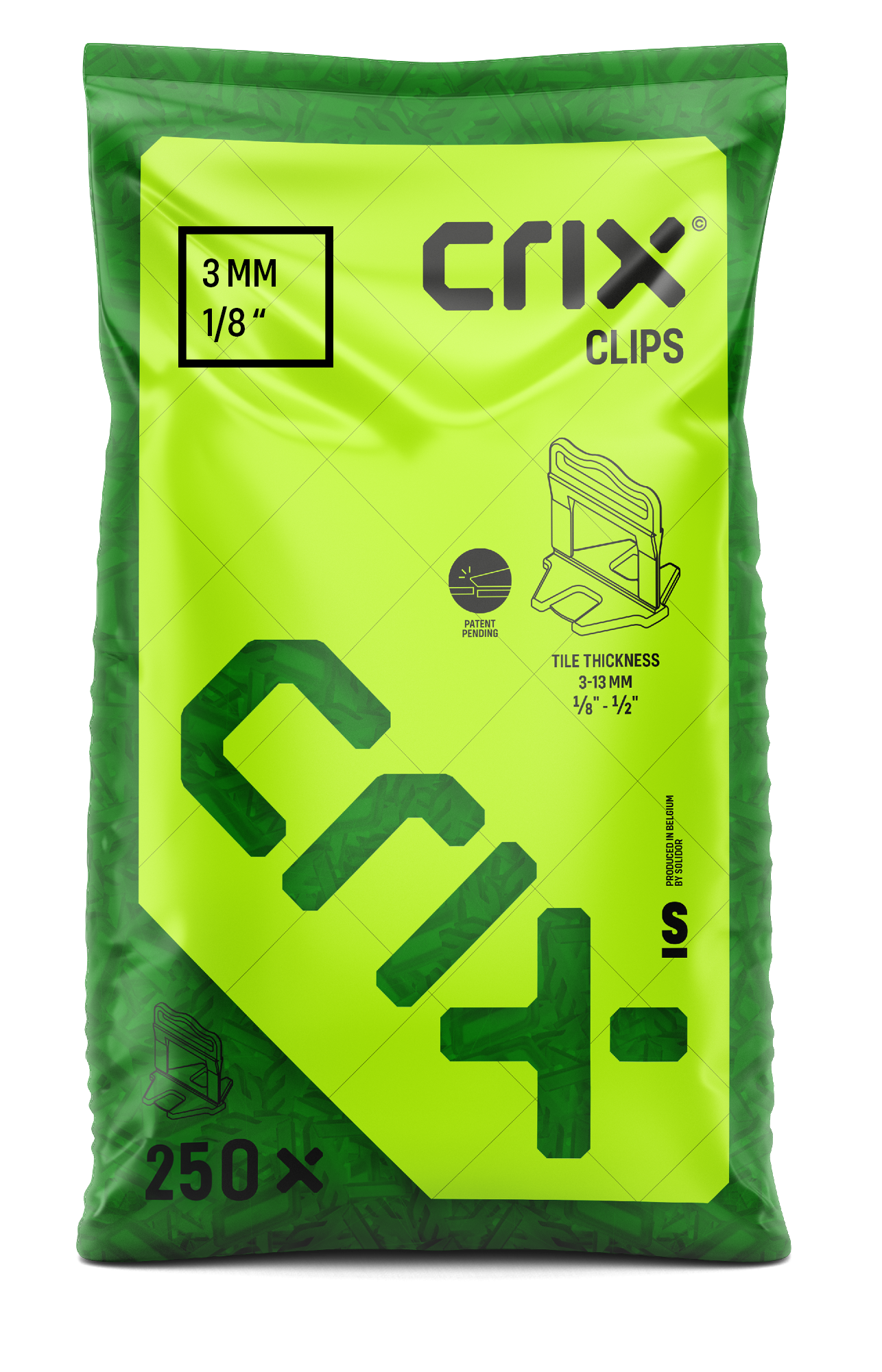 CRIX Clips | Plattenstärke 3-13 mm | grün | Fugenbreite 3,0 mm | 250 Stück