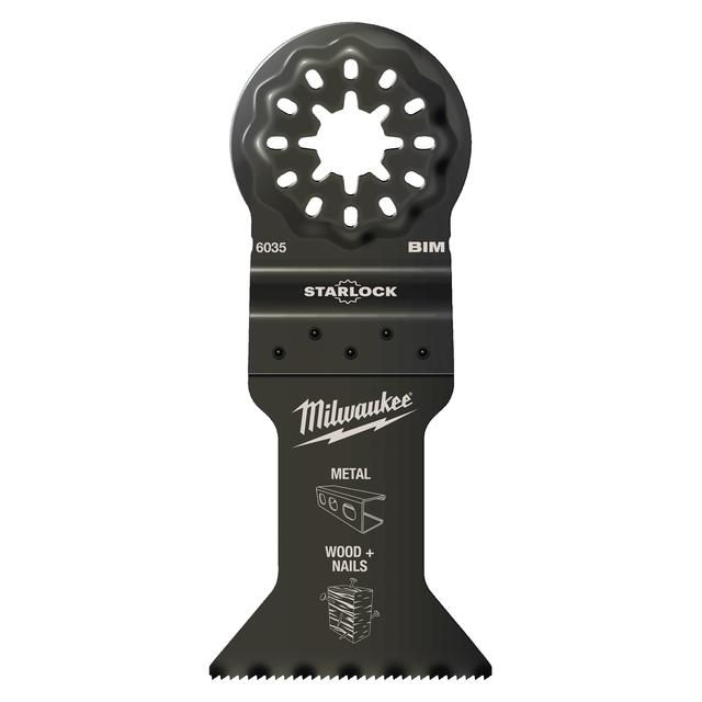Milwaukee Multitool Starlock Bi-Metall Tauchsägeblatt für Schnitte in Holz mit Nägeln 65 x 42 mm