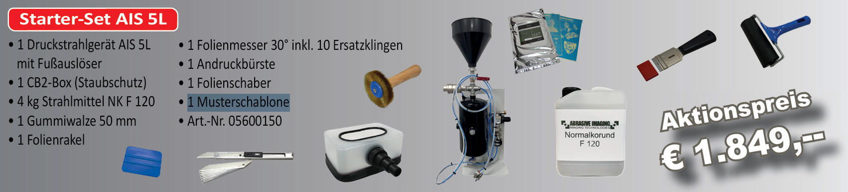Sandstrahlgravuren Starter-Set AIS 5L