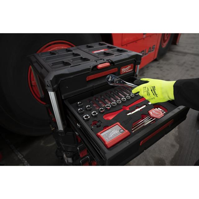 Milwaukee Sechskantschlüssel, SHOCKWAVE Bits & 1/2" Ratschen u. Steckschlüsseleinsätze Einlage 70-teilige Einlage für PACKOUT Koffer mit Schubladen