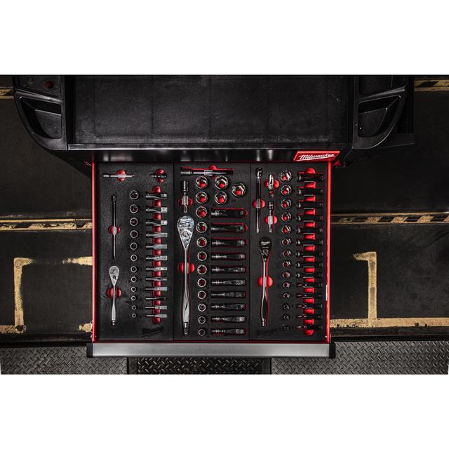 Milwaukee 1/4" Ratschen- & Steckschlüsseleinsätze Einlage 28-teilige Einlage für Werkstattwagen 78 cm