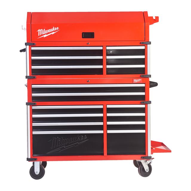 Milwaukee TOOLGUARD Werkstattwagen 117 cm / 46" rot mit 10 Schubladen