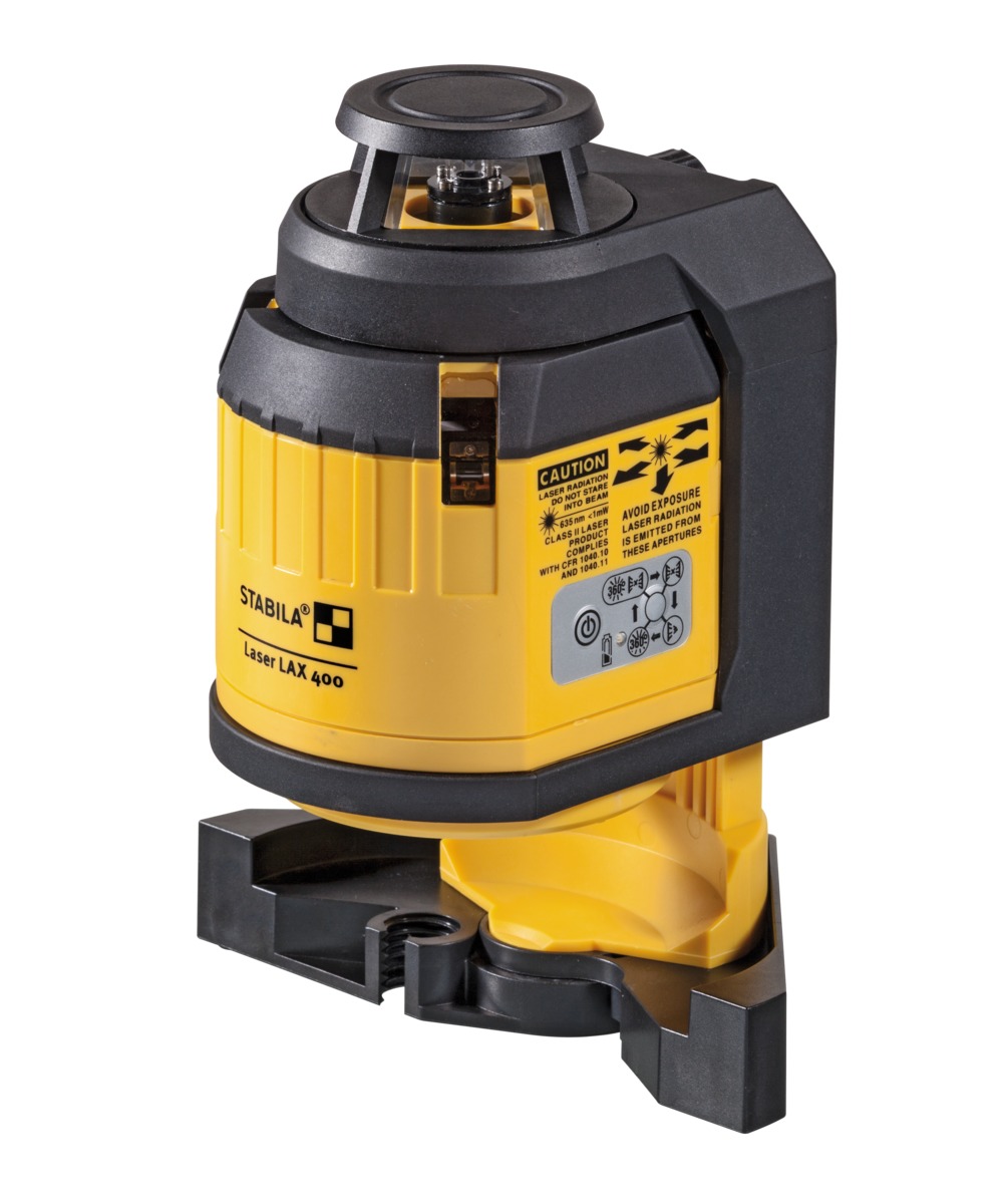 STABILA Kreuzlinienlaser LAX 400, selbstnivellierend, 360°-Horizontal-Linie, 2 Vertikal-Linien, Lotfunktion, Reichweite (sichtbare Linie): 20 m, Laser-Teleskopstütze, Tragekoffer